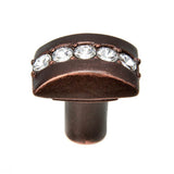 Carpe Diem Hardware - Cache Rectangle Knob w/ Center Of 5 Rivoli Swarovski Crystals - Oil Rub Bronze