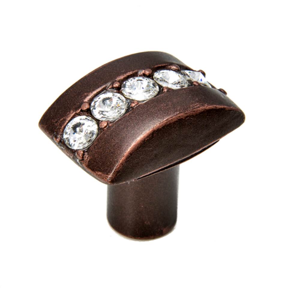 Cache Rectangle Knob With Center Of 5 Rivoli Swarovski Clear Crystals