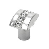 Carpe Diem Hardware - Cache Rectangle Knob With Center Of 5 Rivoli Swarovski Clear Crystals - Platinum