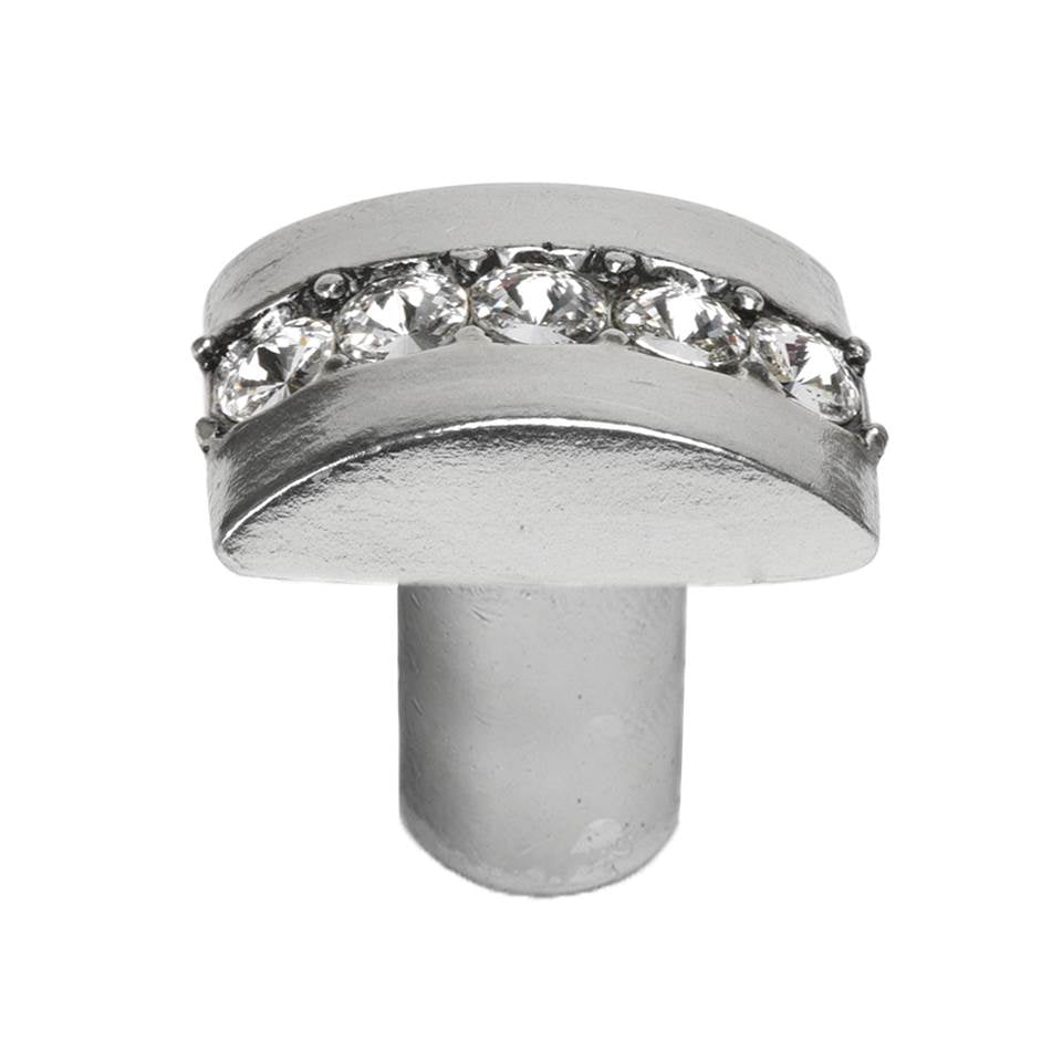 Carpe Diem Hardware - Cache Rectangle Knob With Center Of 5 Rivoli Swarovski Clear Crystals - Chalice