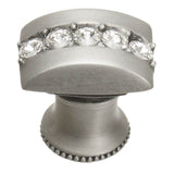 Carpe Diem Hardware - Cache Rectangle Knob With Flared Foot With Center Of 5 Rivoli Swarovski Clear Crystals In Satin. - Satin