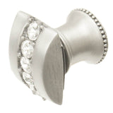 Cache Rectangle Knob With Flared Foot With Center Of 5 Rivoli Swarovski Clear Crystals In Satin.