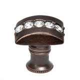 Carpe Diem Hardware - Cache Rectangle Knob With Flared Foot With Center Of 5 Rivoli Swarovski Clear Crystals - Oil Rubbed Bronze