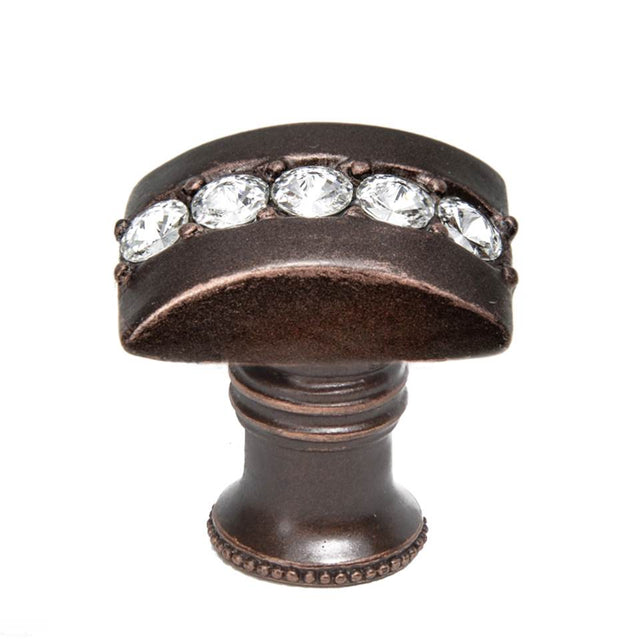 Carpe Diem Hardware - Cache Rectangle Knob w/ Flared Foot w/ Center Of 5 Rivoli Swarovski Crystals - Gilded Mercury