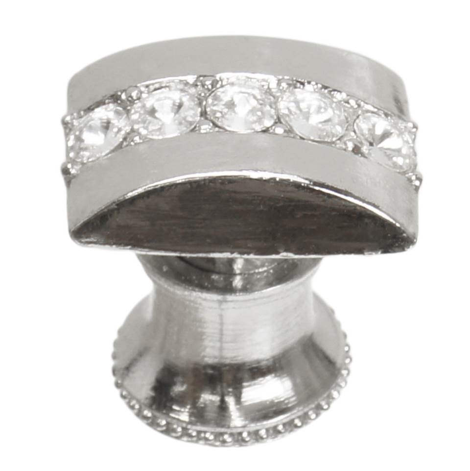 Carpe Diem Hardware - Cache Rectangle Knob With Flared Foot With Center Of 5 Rivoli Swarovski Clear Crystals In Platinum. - Platinum