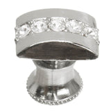 Carpe Diem Hardware - Cache Rectangle Knob With Flared Foot With Center Of 5 Rivoli Swarovski Clear Crystals In Platinum. - Platinum