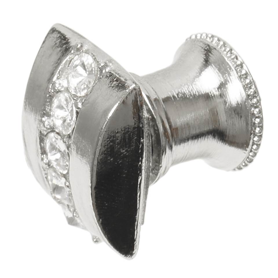 Cache Rectangle Knob With Flared Foot With Center Of 5 Rivoli Swarovski Clear Crystals In Satin.