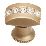Carpe Diem Hardware - Cache Rectangle Knob With Flared Foot With Center Of 5 Rivoli Swarovski Clear Crystals In Soft Gold. - Soft Gold