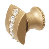 Cache Rectangle Knob With Flared Foot With Center Of 5 Rivoli Swarovski Clear Crystals In Satin.