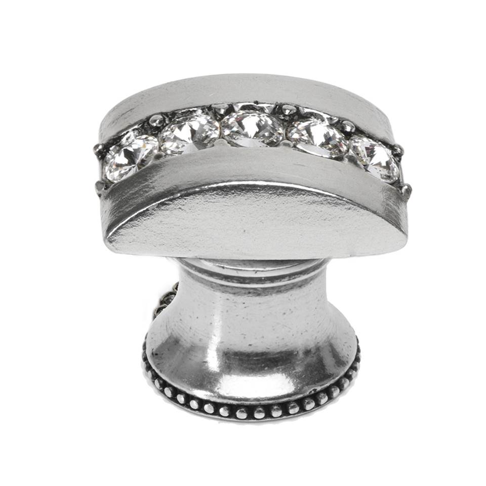 Carpe Diem Hardware - Cache Rectangle Knob With Flared Foot With Center Of 5 Rivoli Swarovski Clear Crystals In Chalice. - Chalice
