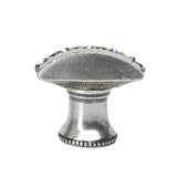 Cache Rectangle Knob With Flared Foot With Center Of 5 Rivoli Swarovski Clear Crystals In Satin.