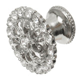 Cache Medium Round Knob With Flared Foot With Swarovski Clear Crystals In Satin.