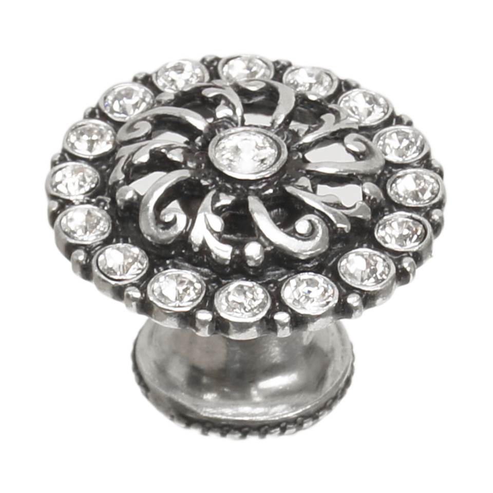 Carpe Diem Hardware - Cache Medium Round Knob With Flared Foot With Swarovski Clear Crystals In Chalice. - Chalice