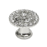 Cache Medium Round Knob With Flared Foot With Swarovski Clear Crystals