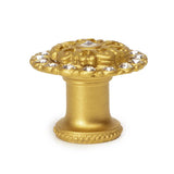 Carpe Diem Hardware - Cache Medium Round Knob With Flared Foot With Swarovski Clear Crystals - Gilded Mercury
