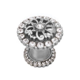 Carpe Diem Hardware - Cache Medium Round Knob With Halo Platform With Swarovski Clear Crystals - Satin