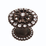 Carpe Diem Hardware - Cache Medium Round Knob w/ Halo Platform w/ Swarovski Crystals - Oil Rub Bronze