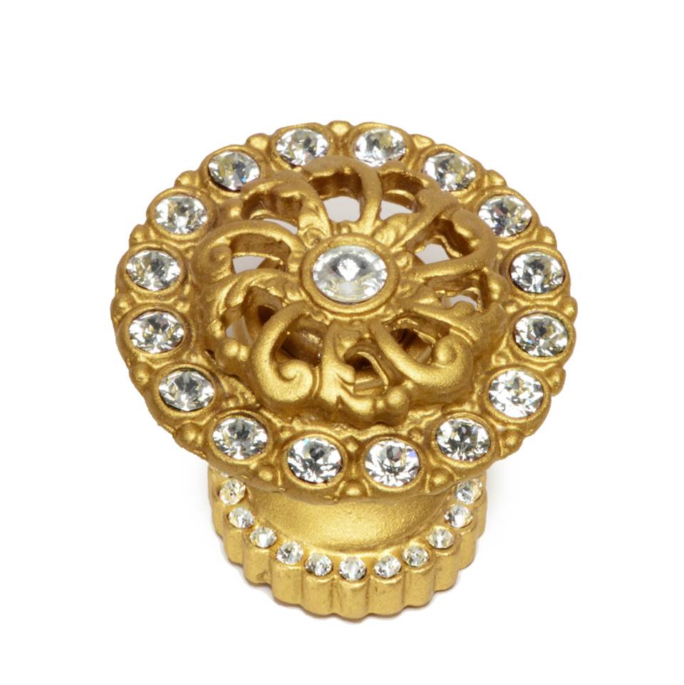 Cache Medium Round Knob With Halo Platform With Swarovski Clear Crystals