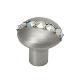Carpe Diem Hardware - Cache Round Knob With Center Of 5 Rivoli Swarovski Aurore Boreale Crystals - Satin