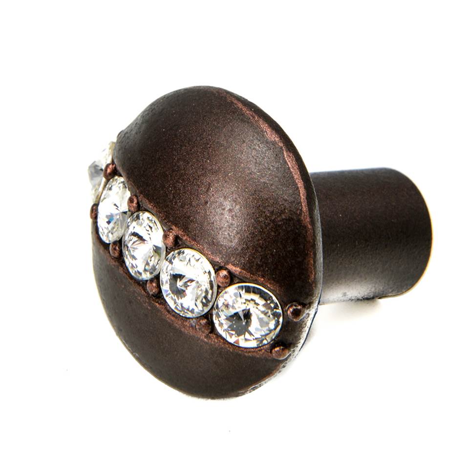 Carpe Diem Hardware - Cache Round Knob w/ Center Of 5 Rivoli Swarovski Crystals - Oil Rub Bronze
