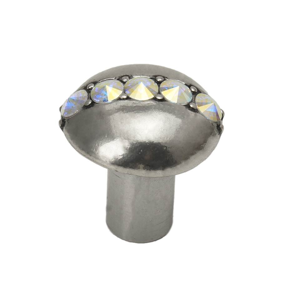 Carpe Diem Hardware - Cache Round Knob With Center Of 5 Rivoli Swarovski Aurore Boreale Crystals - Chalice