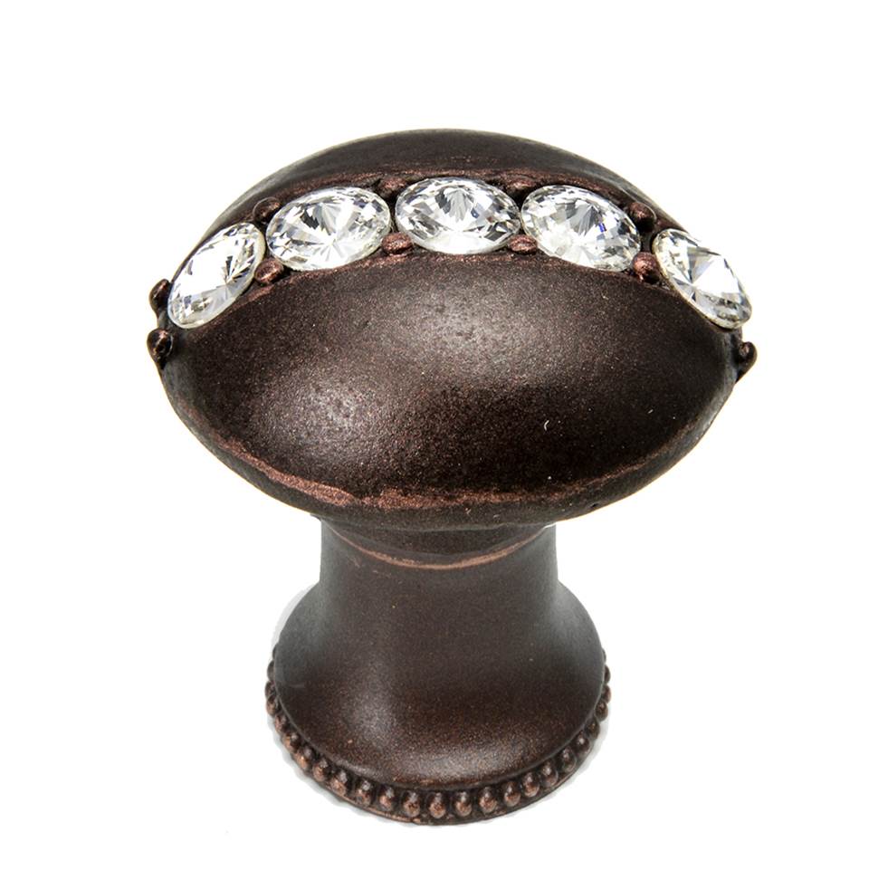 Carpe Diem Hardware - Cache Round Knob w/ Flared Foot w/ Center Of 5 Rivoli Swarovski Crystals - Chalice