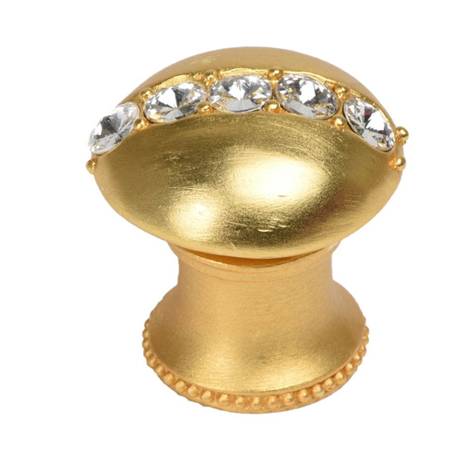 Carpe Diem Hardware - Cache Round Knob With Flared Foot With Center Of 5 Rivoli Swarovski Clear Crystals In Gilded Mercury - Gilded Mercury