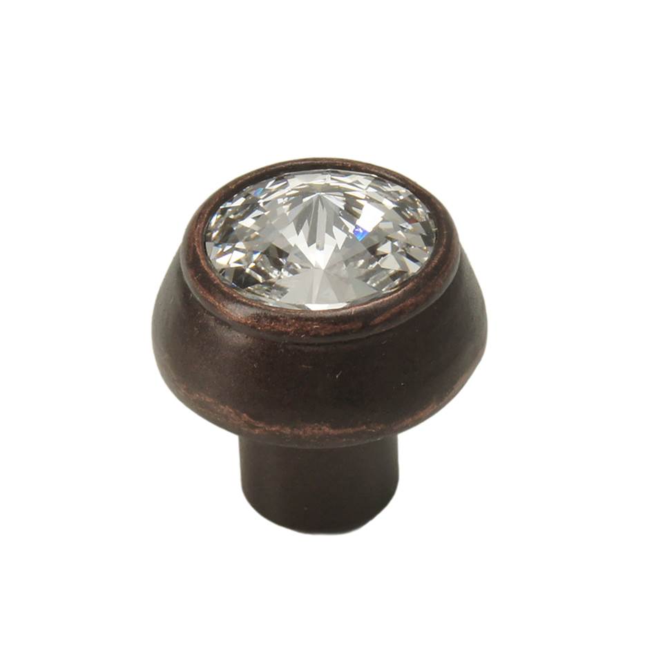 Carpe Diem Hardware - Cache Round Knob With An 18Mm Rivoli Swarovski Clear Crystal - Oil Rubbed Bronze