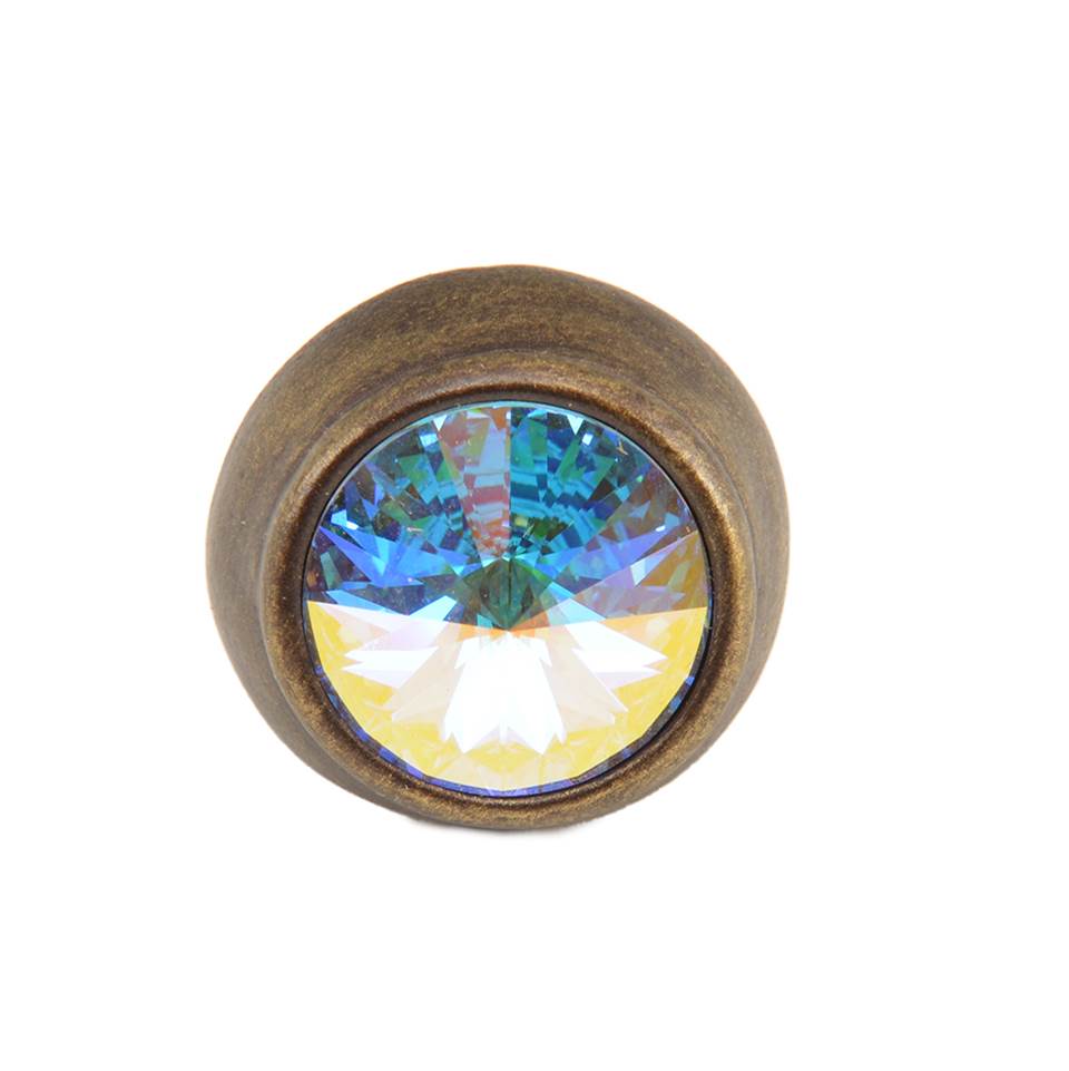 Cache Round Knob With An 18Mm Rivoli Swarovski Aurore Boreale Crystal