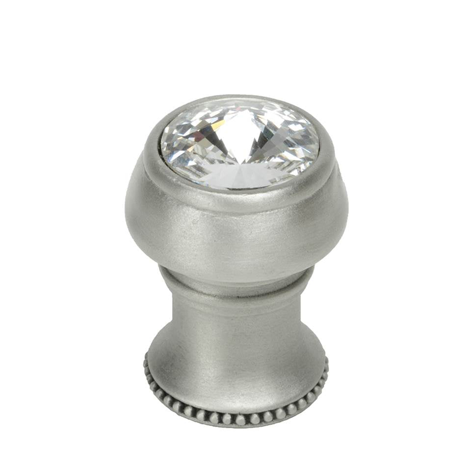 Cache Round Knob With Flared Foot With An Rivoli Swarovski Clear Crystals In Satin.