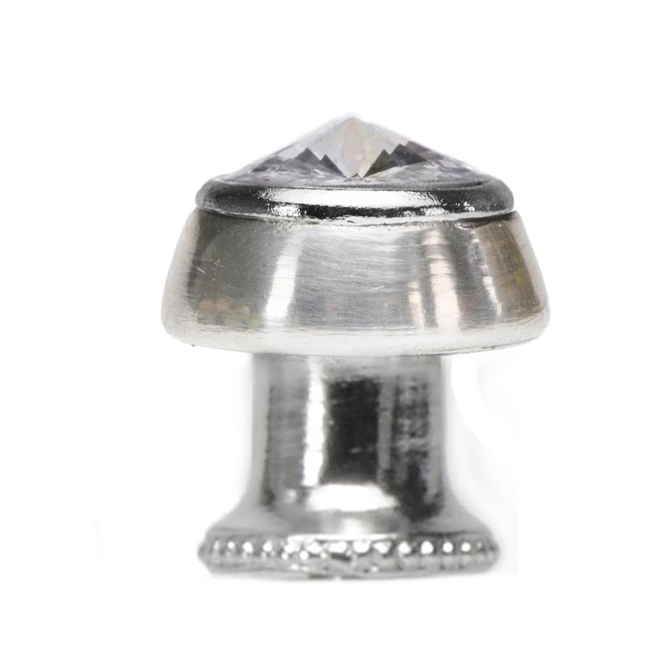 Carpe Diem Hardware - Cache Round Knob With Flared Foot With An Rivoli Swarovski Clear Crystals In Platinum. - Platinum