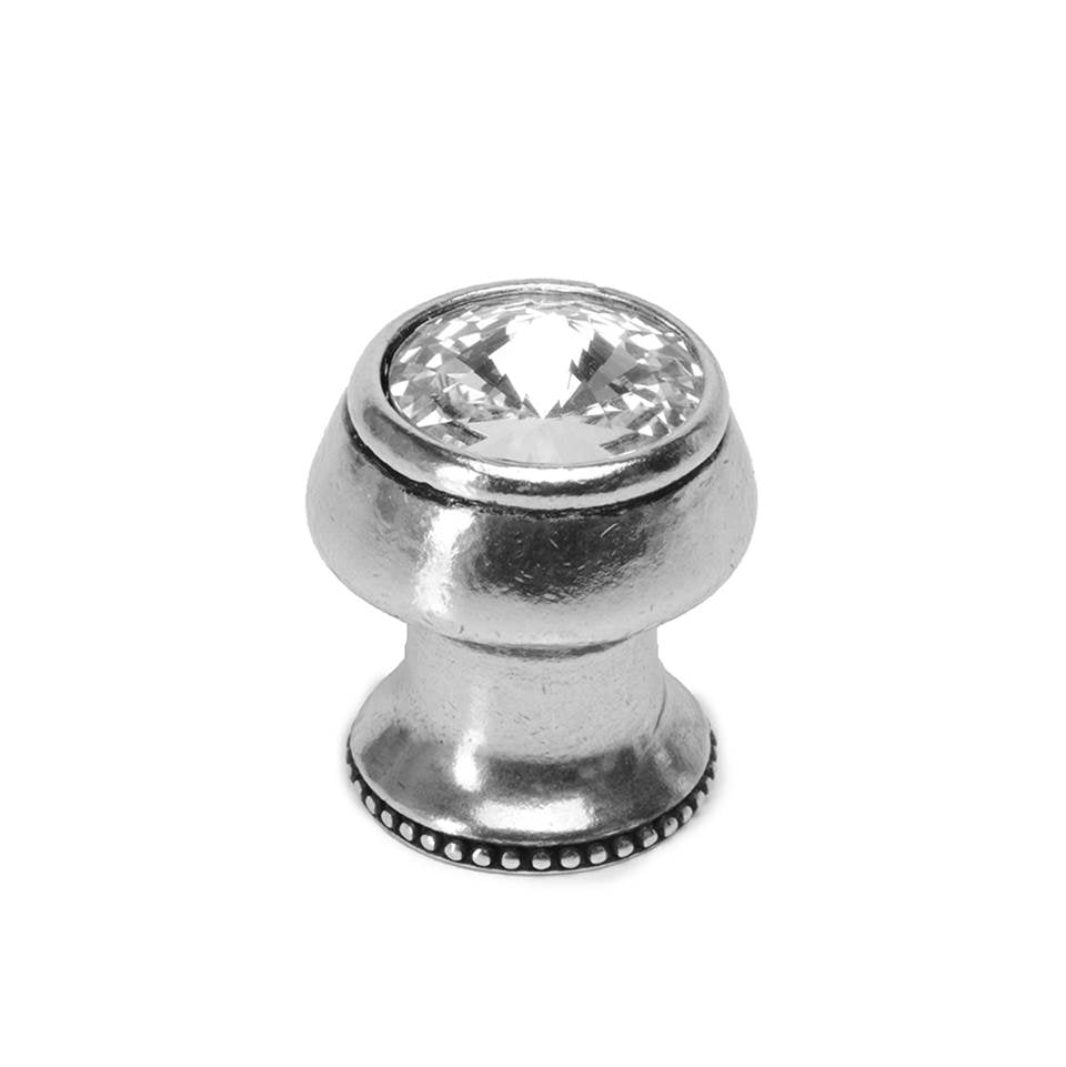 Cache Round Knob With Flared Foot With An Rivoli Swarovski Clear Crystals In Satin.