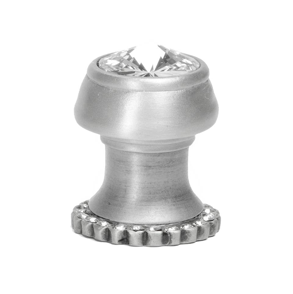 Carpe Diem Hardware - Cache Round Knob With Halo Platform With 24 Swarovski Clear Crystals - Satin