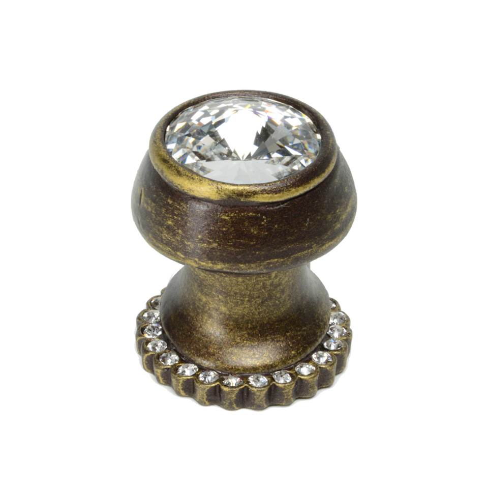 Cache Round Knob With Halo Platform With 24 Swarovski Clear Crystals