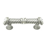 Carpe Diem Hardware - Cache 3'' O.C. Large Pull With End and Center 7 Rivoli Swarovski Clear Crystals In Satin. - Satin