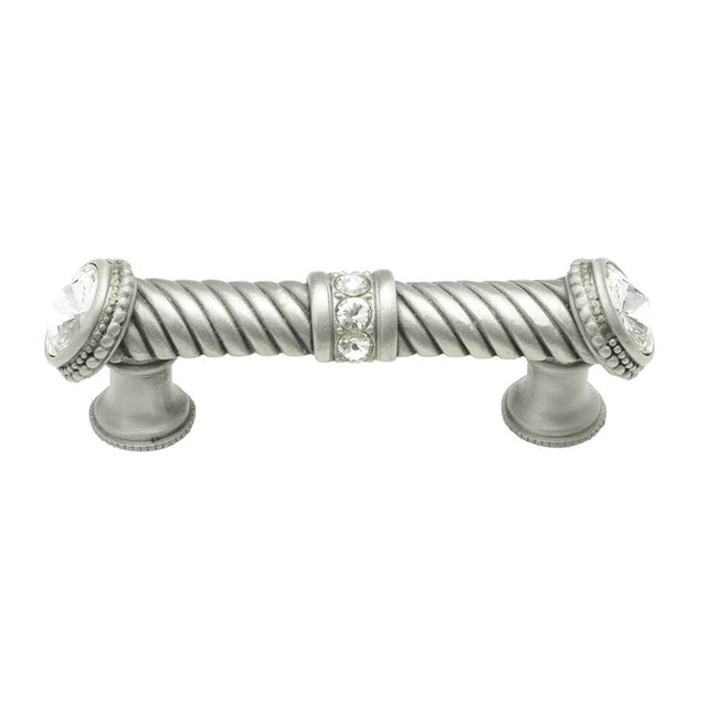 Carpe Diem Hardware - Cache 3'' O.C. Large Pull w/ End & Center 7 Rivoli Swarovski Crystals - Gilded Mercury