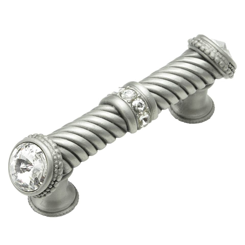 Cache 3'' O.C. Large Pull With End and Center 7 Rivoli Swarovski Clear Crystals In Satin.
