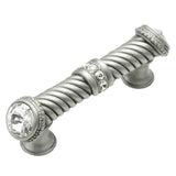 Cache 3'' O.C. Large Pull With End and Center 7 Rivoli Swarovski Clear Crystals In Satin.