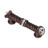 Carpe Diem Hardware - Cache 3'' O.C. Large Pull With End and Center 7 Rivoli Swarovski Clear Crystals - Oil Rubbed Bronze