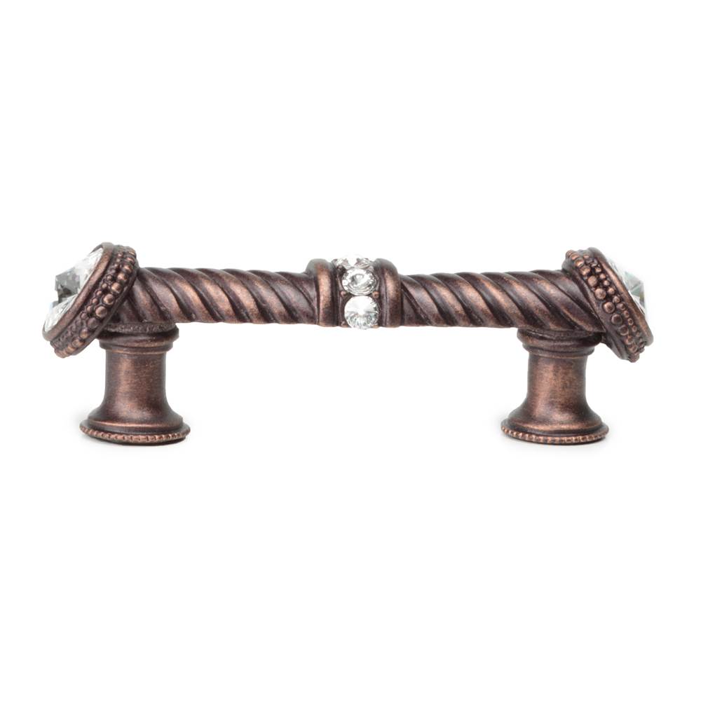 Cache 3'' O.C. Large Pull With End and Center 7 Rivoli Swarovski Clear Crystals In Satin.