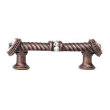 Cache 3'' O.C. Large Pull With End and Center 7 Rivoli Swarovski Clear Crystals In Satin.