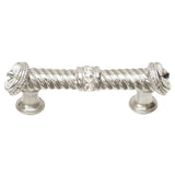 Carpe Diem Hardware - Cache 3'' O.C. Large Pull With End and Center 7 Rivoli Swarovski Clear Crystals In Platinum. - Platinum