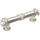 Cache 3'' O.C. Large Pull With End and Center 7 Rivoli Swarovski Clear Crystals In Satin.