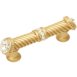 Cache 3'' O.C. Large Pull With End and Center 7 Rivoli Swarovski Clear Crystals In Satin.
