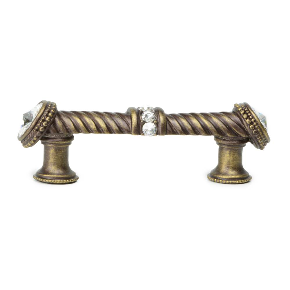 Cache 3'' O.C. Large Pull With End and Center 7 Rivoli Swarovski Clear Crystals In Satin.