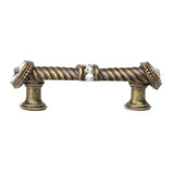 Cache 3'' O.C. Large Pull With End and Center 7 Rivoli Swarovski Clear Crystals In Satin.