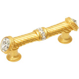 Cache 3'' O.C. Large Pull With End and Center 7 Rivoli Swarovski Clear Crystals In Satin.