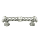 Carpe Diem Hardware - Cache 4'' O.C. Large Pull With End and Center 7 Rivoli Swarovski Clear Crystals In Satin. - Satin
