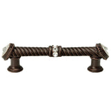 Carpe Diem Hardware - Cache 4'' O.C. Large Pull w/ End & Center 7 Rivoli Swarovski Crystals - Oil Rub Bronze