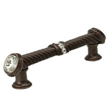 Cache 4'' O.C. Large Pull With End and Center 7 Rivoli Swarovski Clear Crystals In Satin.
